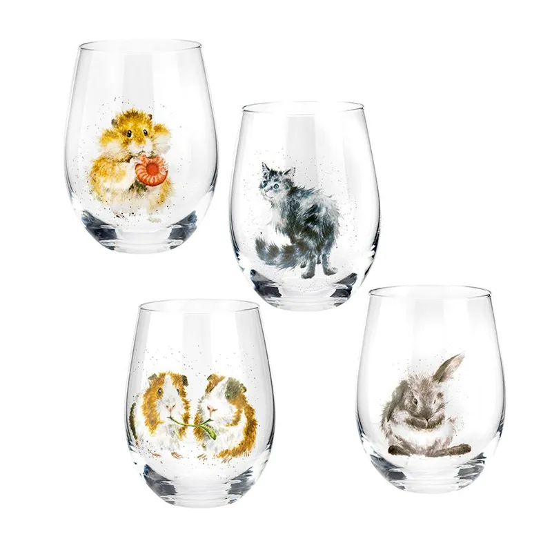 Wrendale Animal Set of 4 Glass Tumblers